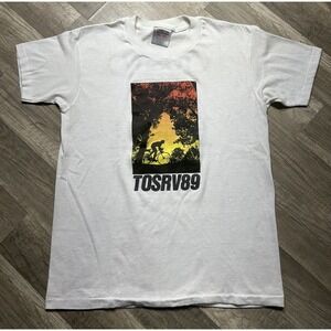 VTG TOSRV‎ Shirt Mens Medium White 1989 Cyclist Bicycle Touring Grunge USA 80s